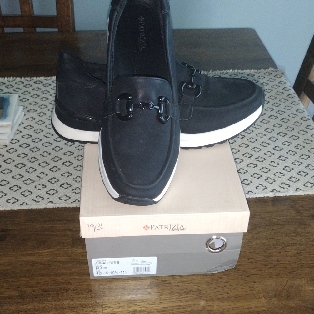 Patrizia Black Leather Slip-On Sneakers with Horsebit